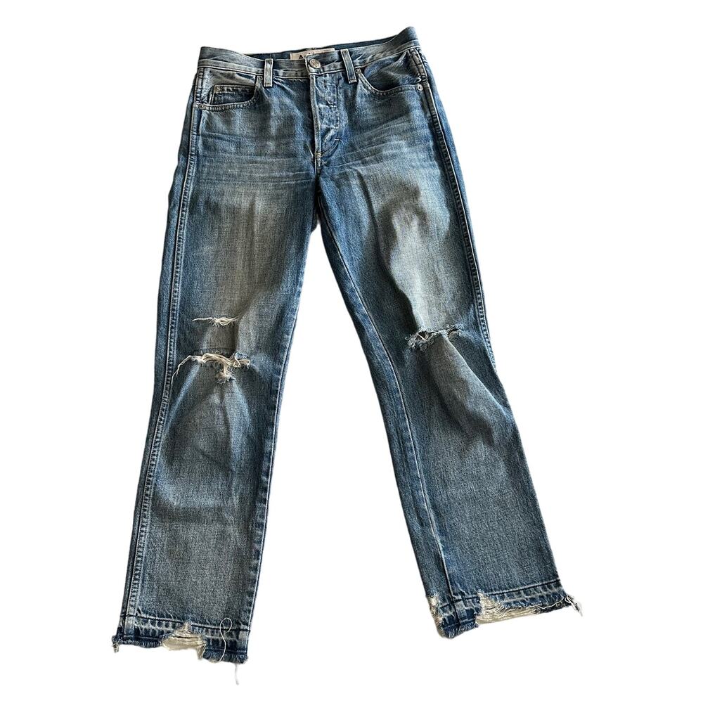 Amo USA‎ Made Babe Loved Destroy Wash Distressed Released Hem Jeans 25 waist